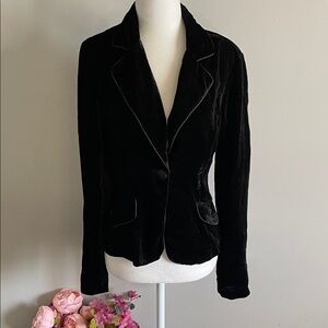 Black Velvet Blazer with Satin Trim